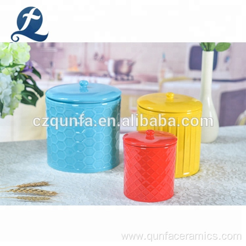 Glazed Round Colorful Food Storage Canister